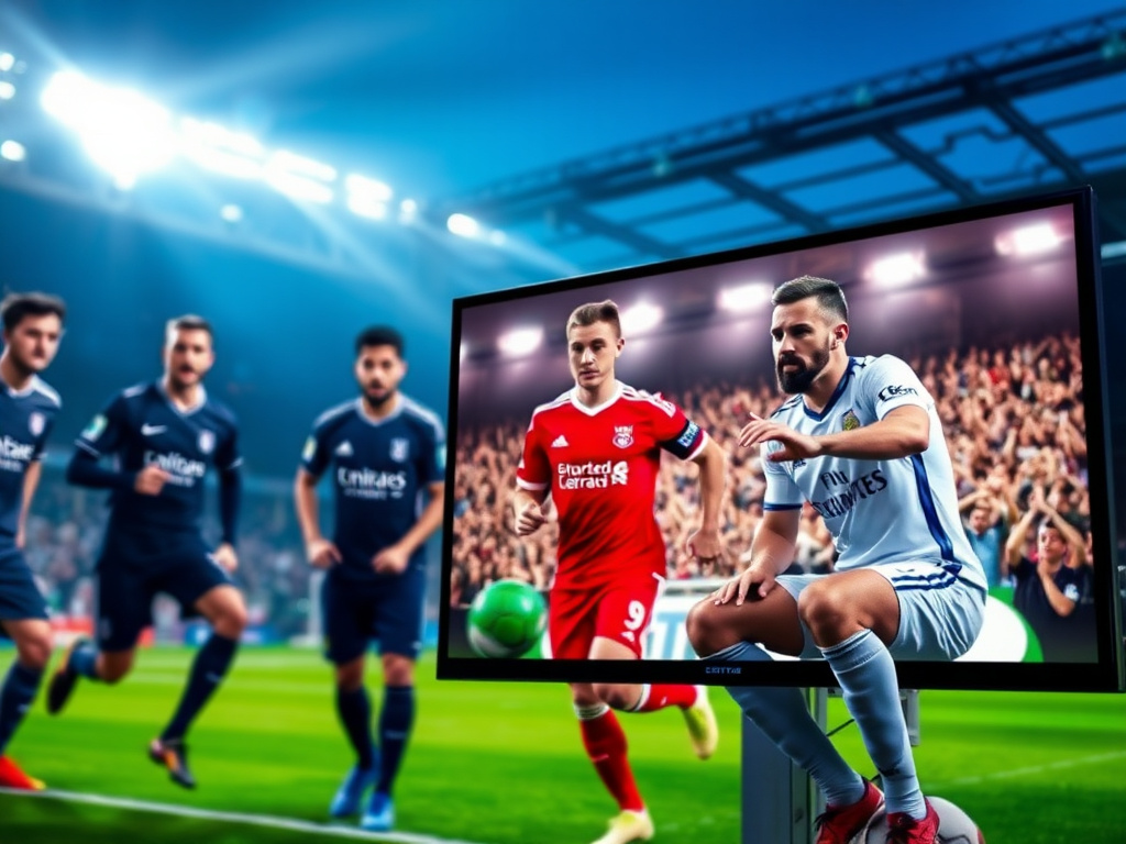 Sports fan watching IPTV